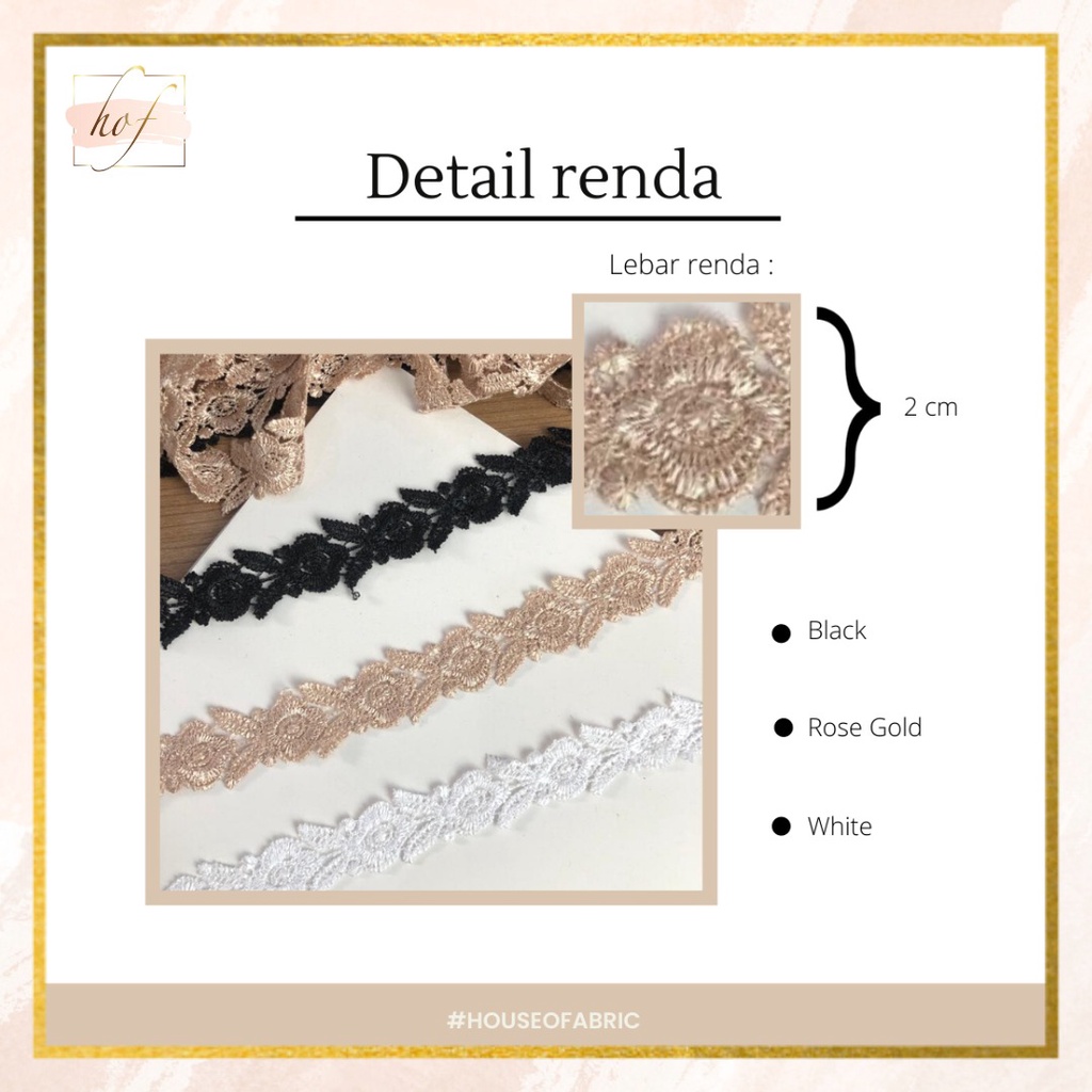 Renda BUNGA lebar 1cm renda Giper / Gyper / Ziper / Bordir ecer Meteran