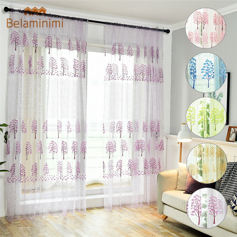 Bela Maple Leaf Tulle Window Curtains Modern Curtain Shopee