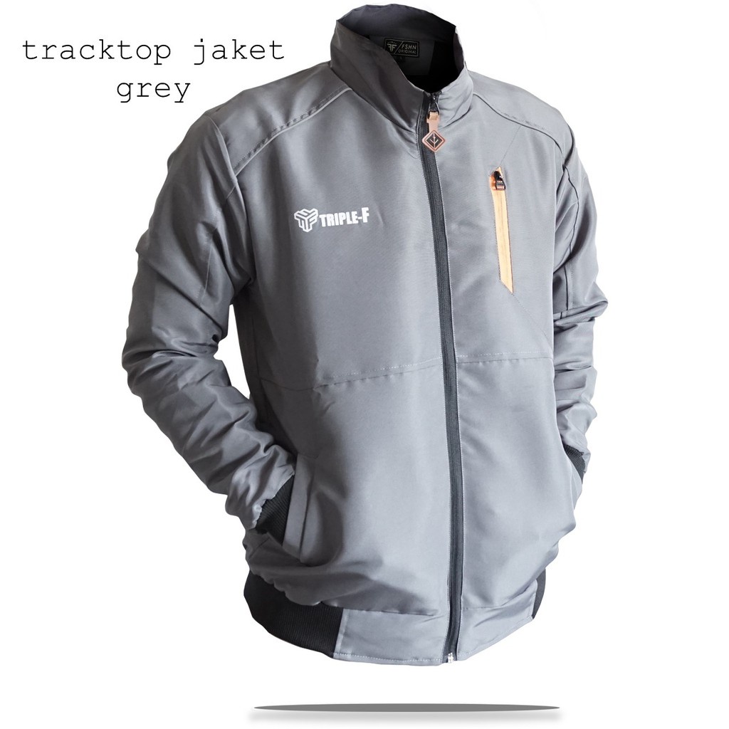 Jaket Bomber Tracktop Jacket Outdoor Waterproof Polos Pria Wanita Unisex Anti Air Angin Hitam Navy Grey Maroon Size L XL Original Triple F