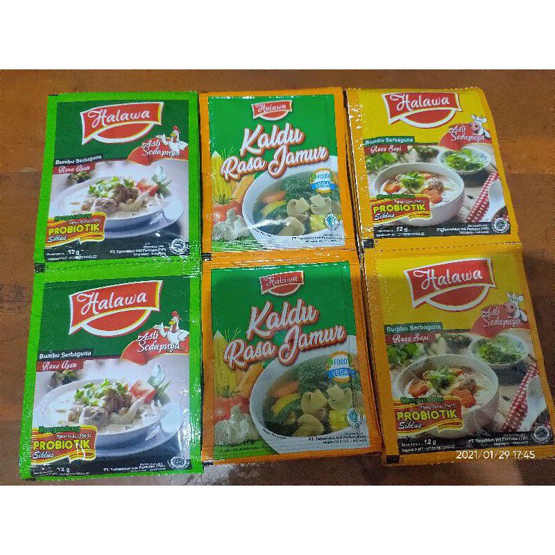 

halawa ayam | halawa sapi | halawa kaldu | MSG probiotik 1lusin 12 sachet