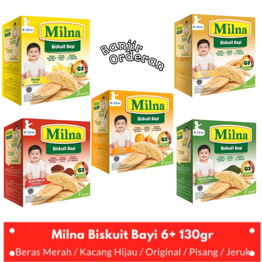 MILNA BISKUIT BAYI 6+ 130g / Biskuit Bayi Milna /MILNA BISKUIT BAYI 6+ 65 gr dan 52 gr / Biskuit Bay