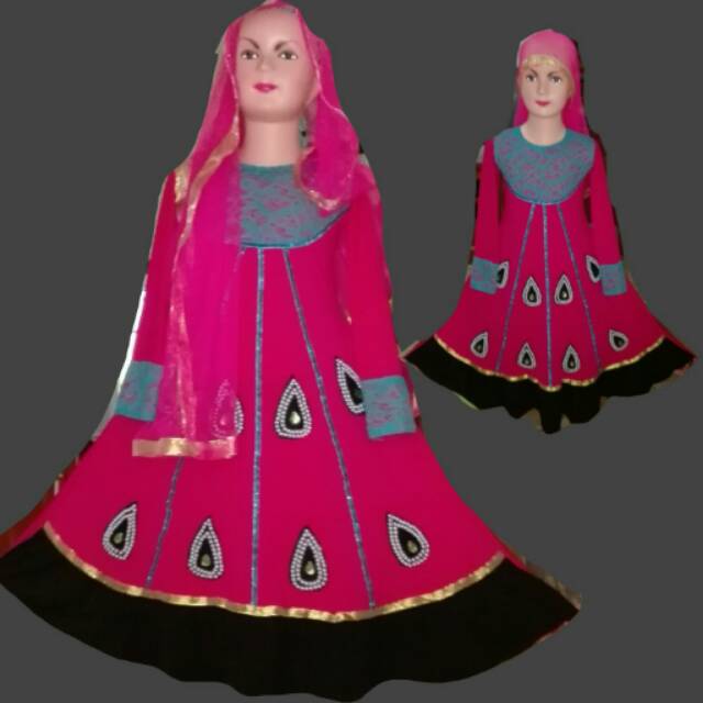 Baju busana muslim anak perempuan gamis syari syar'i pakaian india kostum nari tari dewasa tanggung