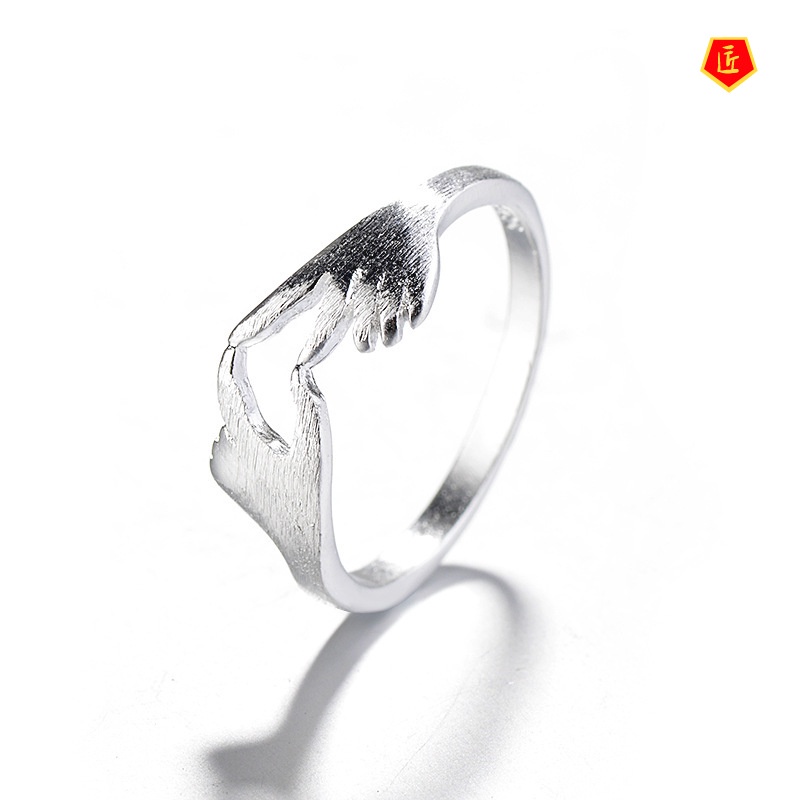 [Ready Stock]Creative S925 Silver Heart-Shaped Couple Ring