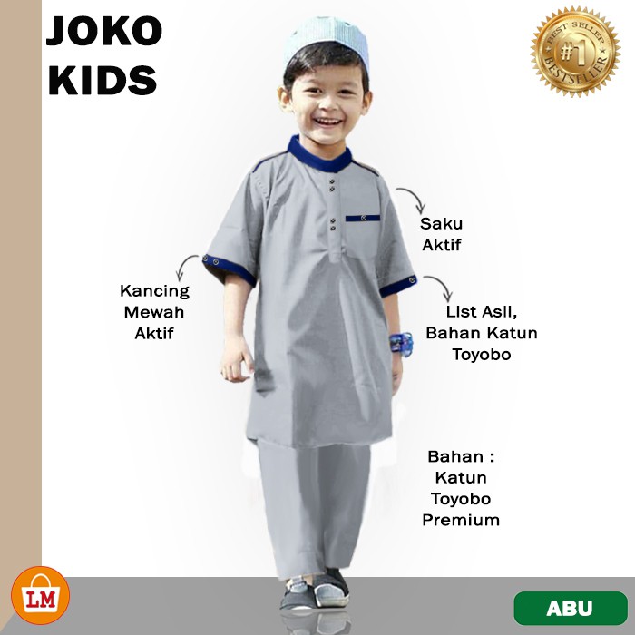 Setelan KOKO ANAK JOKO KIDS Bahan Katun Toyobo Premium / Stelan Baju Muslim Lebaran Laki-Laki TERBARU TERMURAH TERLARIS LMS 27258