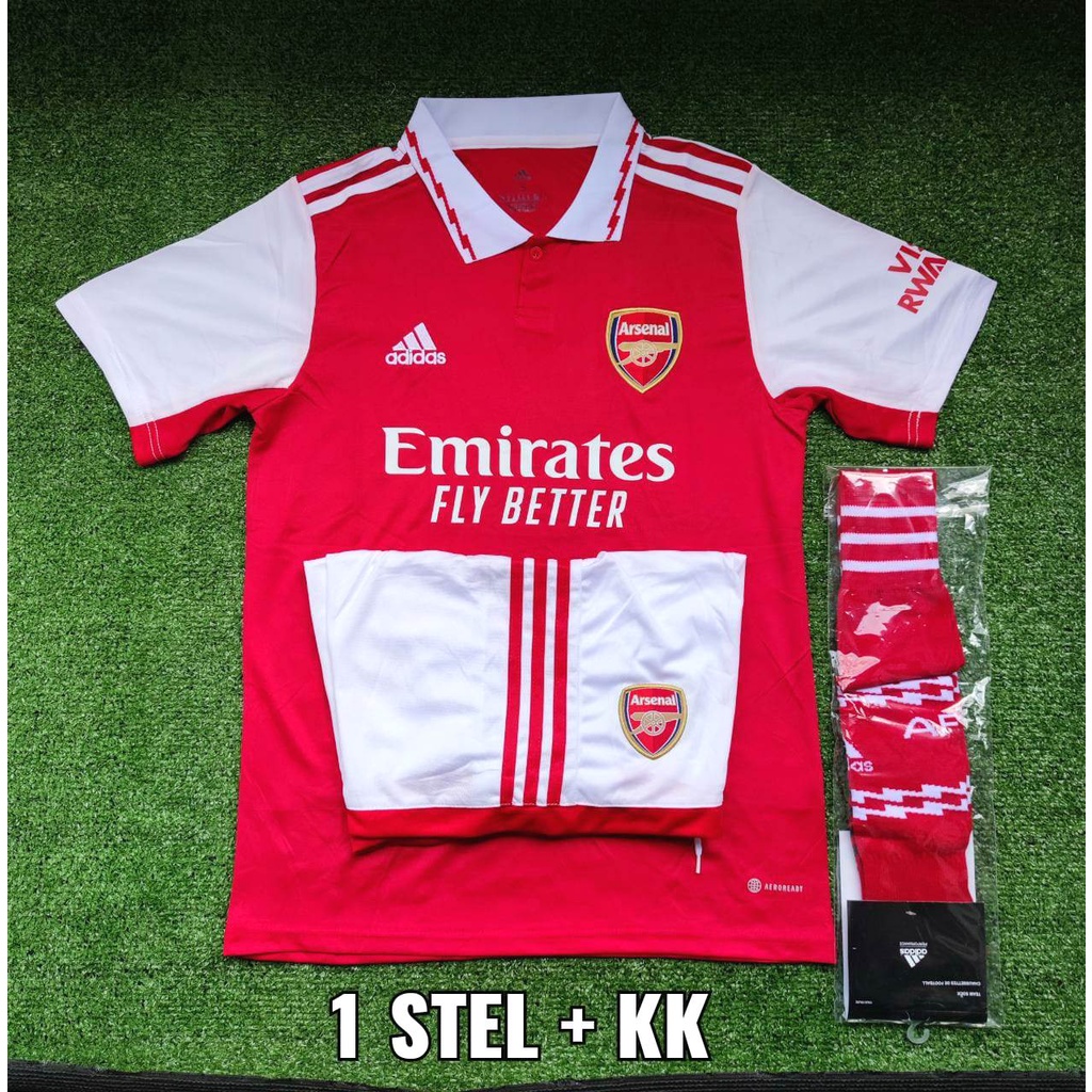 Setelan Jersey Baju Bola Arsenall Home 2022 2023 ( Fullset Satu Set ) Grade Ori