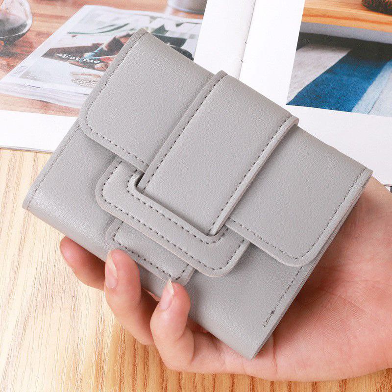 DOMPET WANITA MURAH MOTIF LIPAT KECIL LUCU ALA KOREA SEMUA JENIS KARTU MASUK-ABU