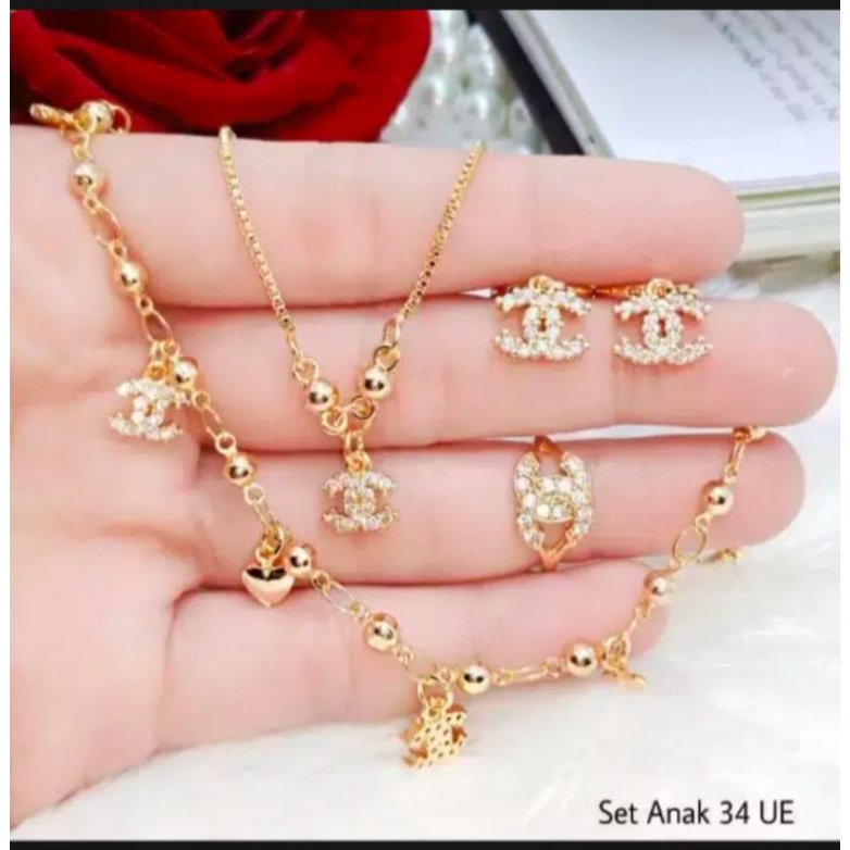 set perhiasan anak terbaru 2022,(set anak ch),set perhiasan fashion anak,perhiasan mirip mas asli,perhiasan berlapis emas 24 k,perhiasan anak import