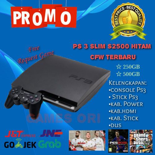 PS3 SLIM S2500 HITAM CFW 1 STICK - 120GB