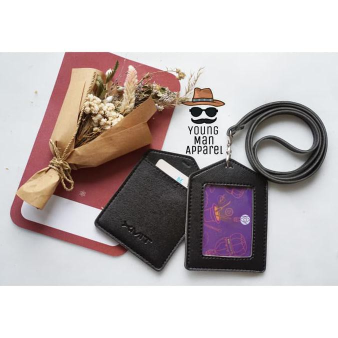 

ID Card Holder / Name Tag Holder Kulit / Gantungan ID Card - Hitam PREMIUM