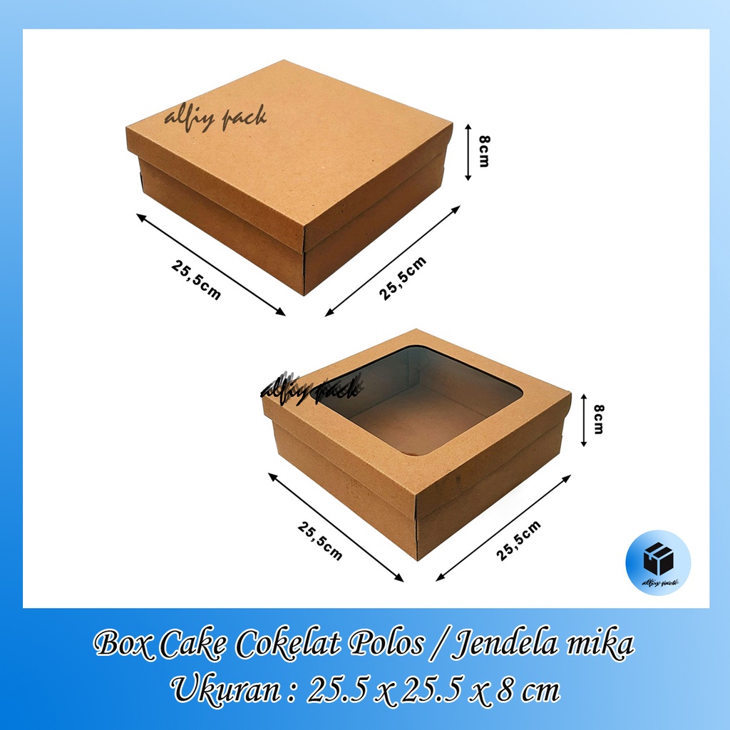 

1pack isi 10pcs BOX CAKE TART COKELAT POLOS / JENDELA MIKA UKURAN 25x25x8 CM KOTAK KARTON PACKAGING HAMPERS DUS BOLU TART SOUVENIR BOKS / GIFTBOX