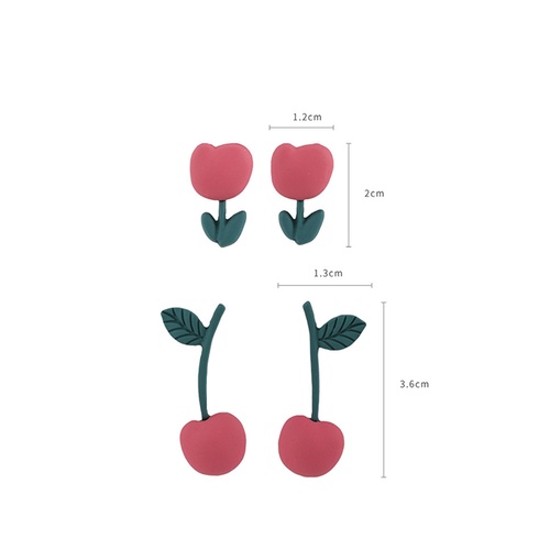 LRC Anting Tusuk Fashion Flowers Tulip Flower Cherry Alloy Earrings K80384