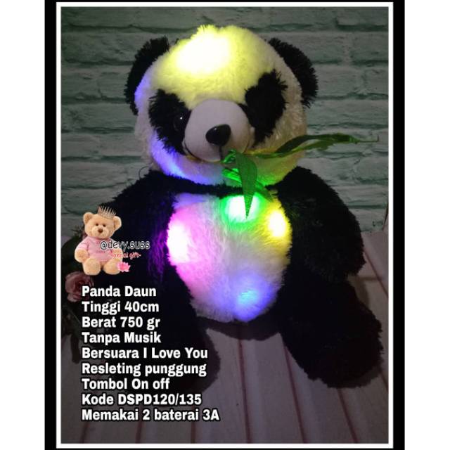 Boneka Panda Daun Led Bersuara I Love You Boneka Bercahaya Mainan anak Murah Kado  unik by@devy.suss