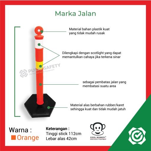 Stick Cone 2 Cool Monkey Tiang Pembatas Jalan Tinggi 112 cm