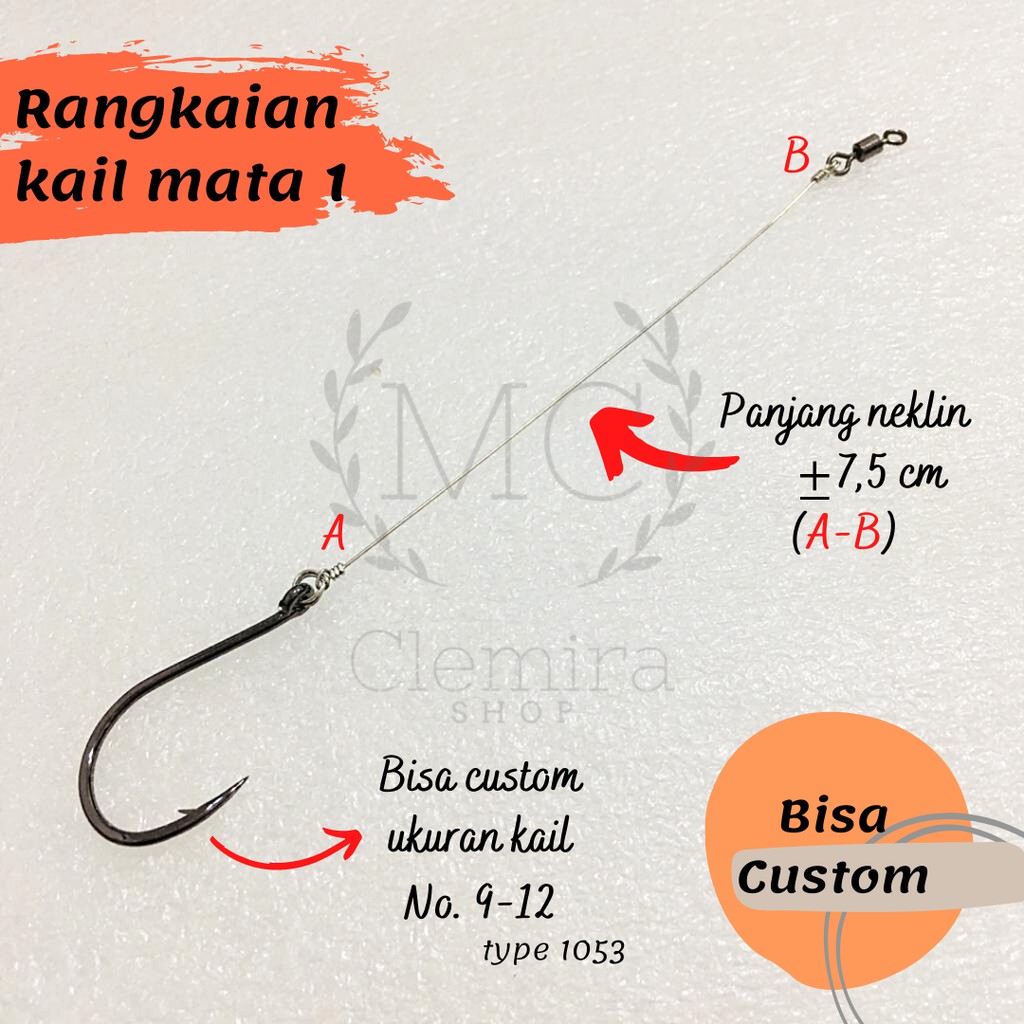 Rangkaian Kail Pancing Tenggiri  Kakap merah  Kue teknik Dasaran 1 mata kail Cle Fishing