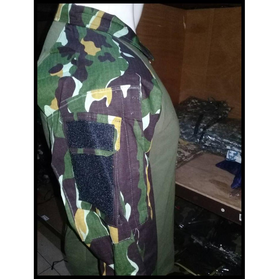 KAOS KATUN KERAH LORENG PELOPOR PANJANGL COMBAT SHIRT - XXL