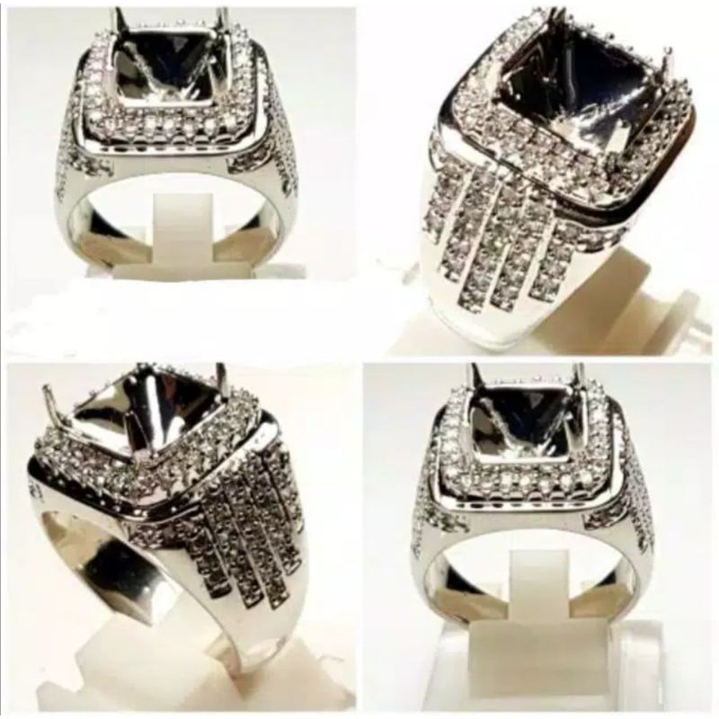 Emban / Ring Microseting Full Zircon Perak Hongkong Silver Anti Karat