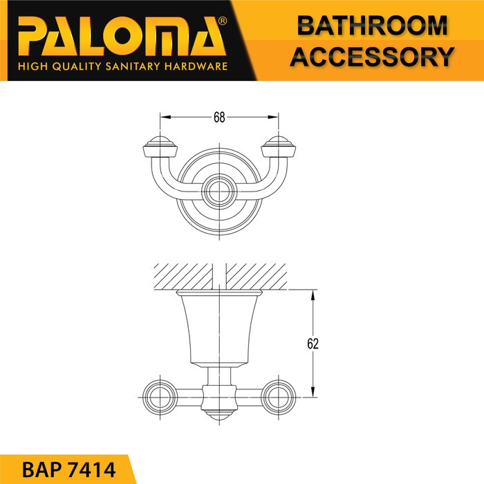 PALOMA BAP 7414 Kapstok Gantungan Baju Handuk Rak Hanger Mandi 2 Kait