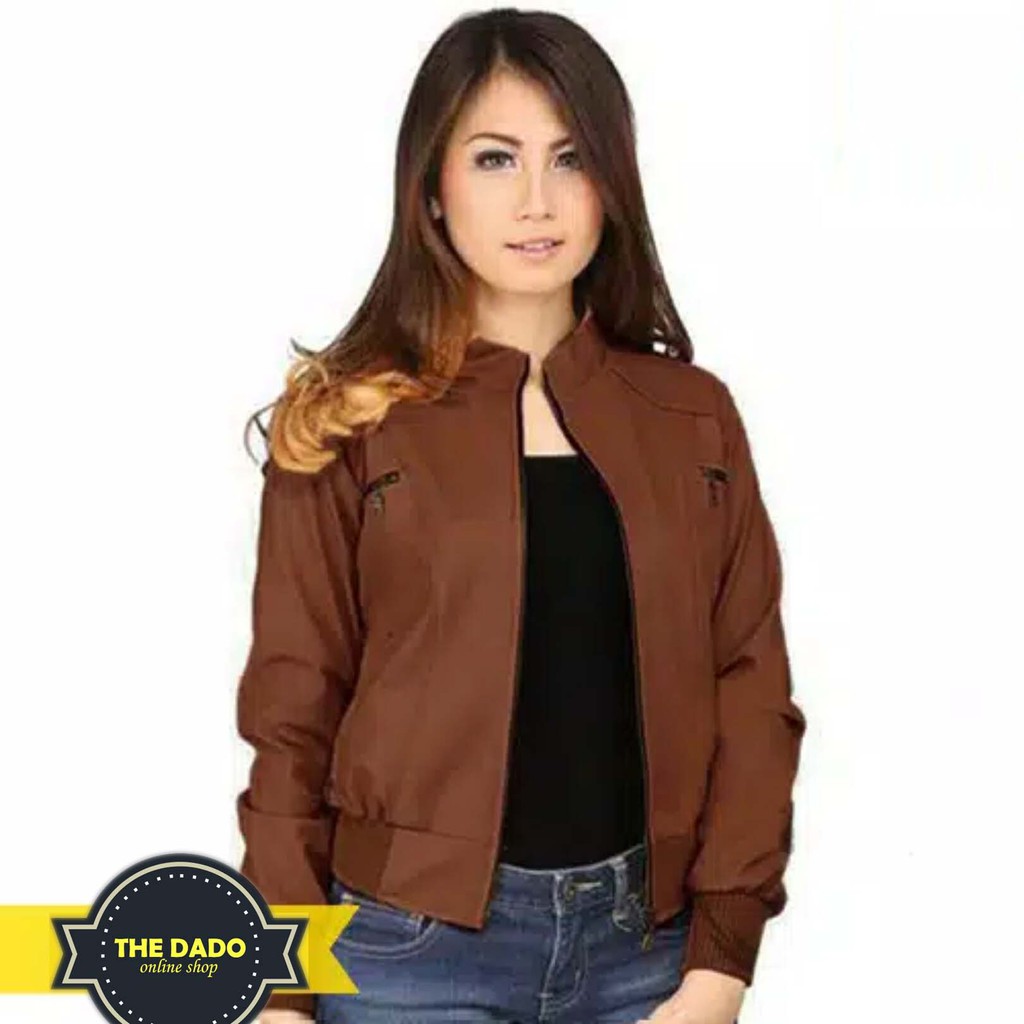 Jaket Kulit Wanita Korea Coklat Brown