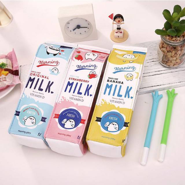 Kotak pensil milk susu tempat pensil susu lucu