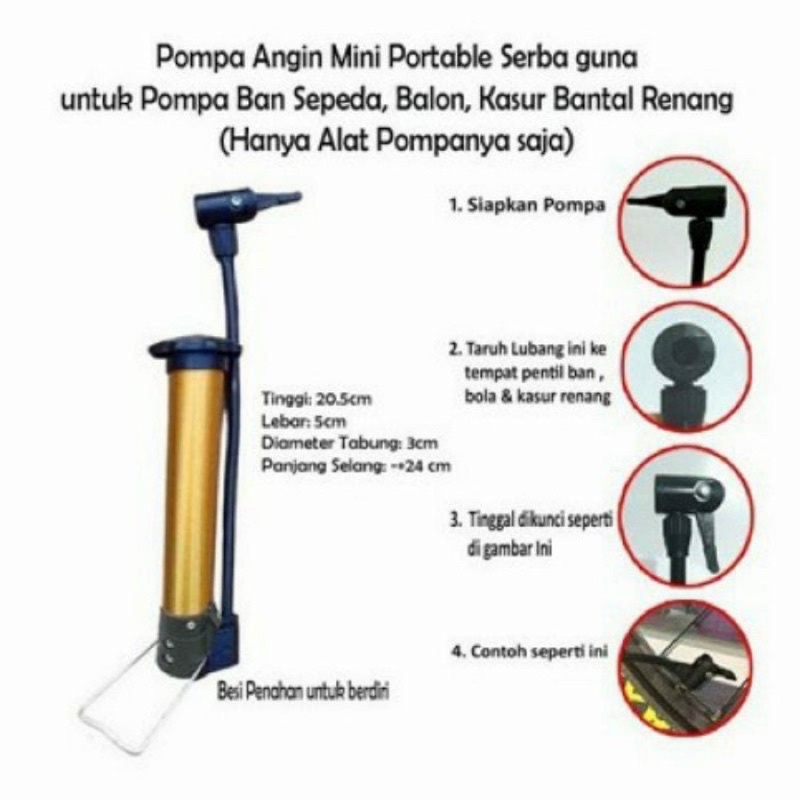 SEN - Pompa Angin Mini Pompa Angin Ban Sepeda Pompa Angin Portable Serbaguna