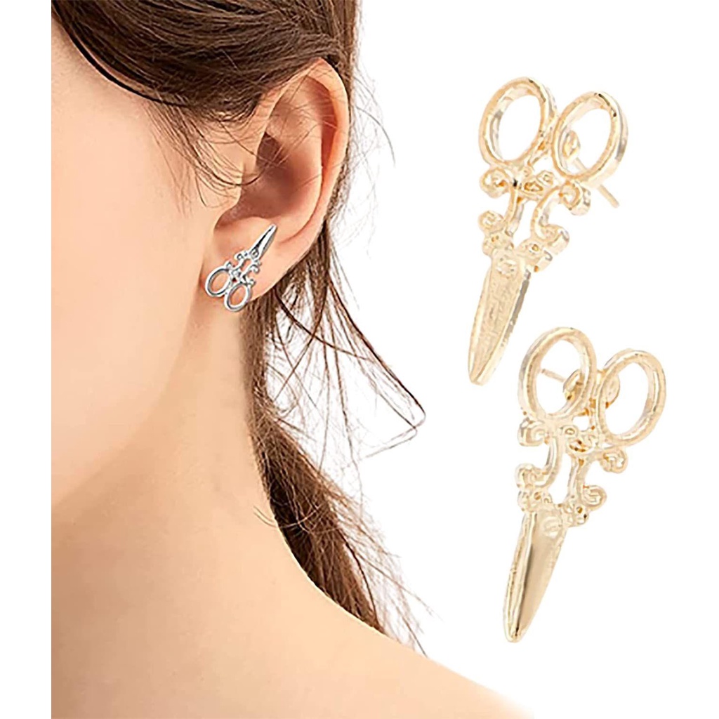 Anting Gunting Kecil Nanas Hadiah Perhiasan Wanita Pria Baru Ear Stud