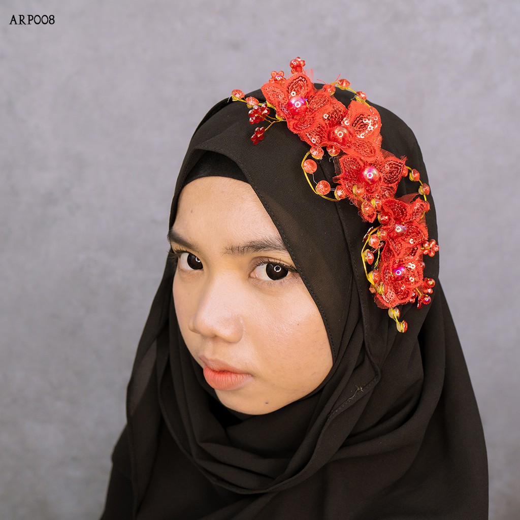 [PRODUK TERLARIS] CROWN HIJAB WEDDING ASESORIS WANITA FASHION MOTIF BUNGA ARP008