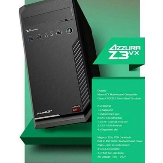 Casing Komputer Alcatroz Azzura Z3VX PSU 450 Watt-Model Lebih Kecil Dari Standard