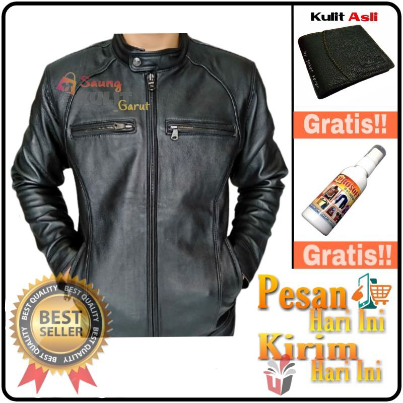 JAKET KULIT DOMBA ASLI/GARANSI UANG KEMBALI KALAU BUKAN ORI/JAKET PRIA/JAKET KULIT PRIA/JAKET KEREN