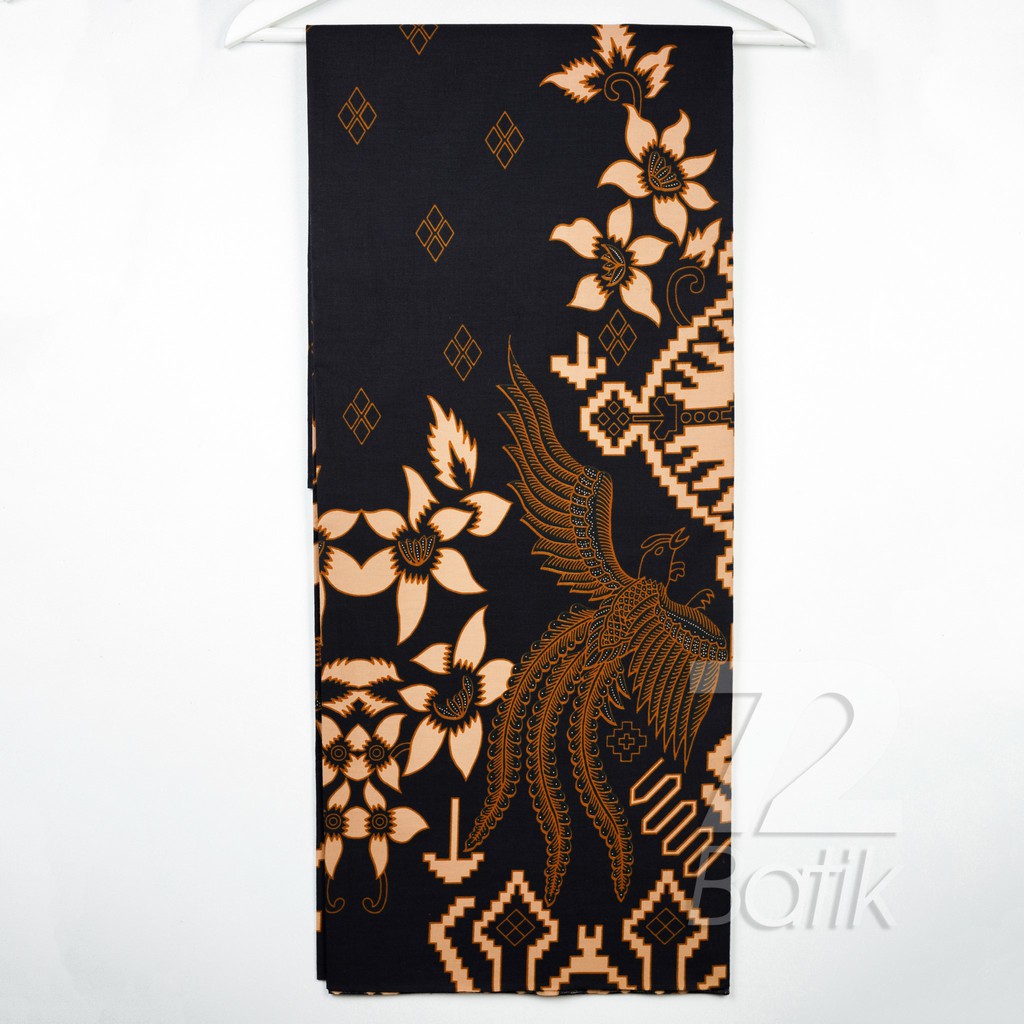 KAIN BATIK KATUN Premium Motif Burung Warna Hitam Black Item Krem Cream 721749 Cap 72 Jarik Jarit Samping Kebat Panjang Batik Katun Modern Premium Bahan Seragam Batik Pernikahan Kantor Keluarga Murah Kamen Jadi Batik Bali Lembaran