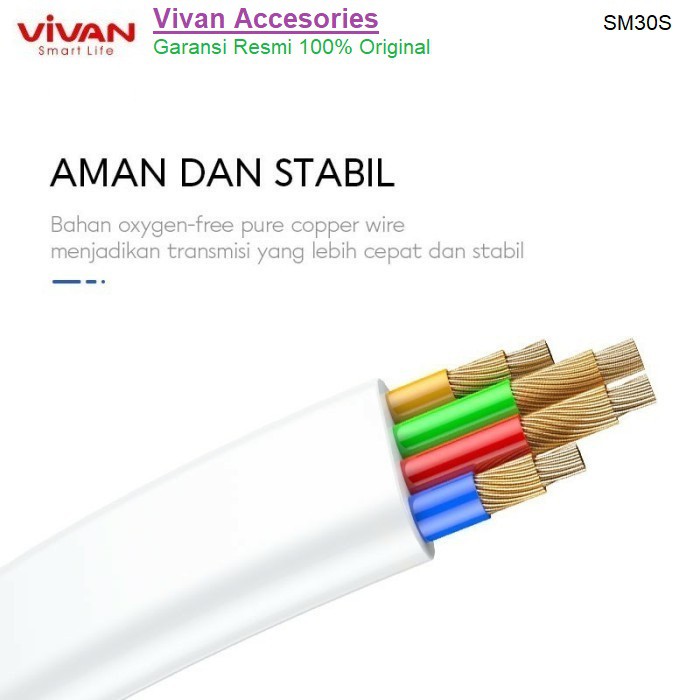 Vivan SM30S 30cm Kabel Data Cable Micro USB Fast Charging 2A Android