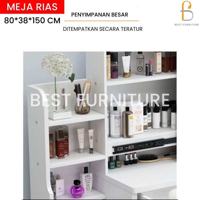 BEST Meja Rias Kaca Sliding Meja rias Putih Minimalis