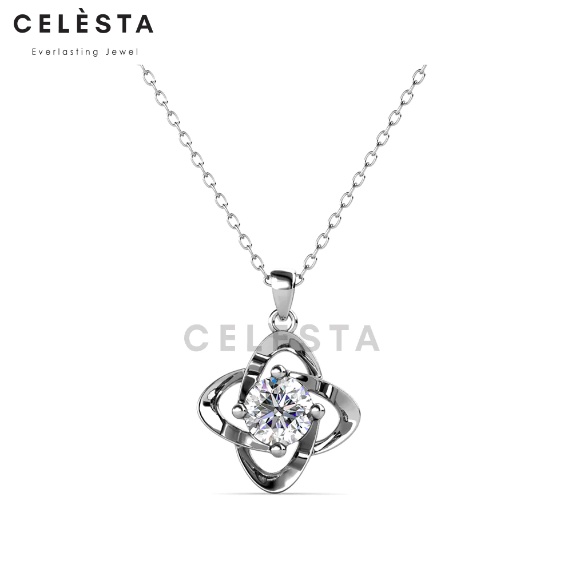 Le Claire Pendant - kalung 1 carat berlian moissanite 925 silver celesta by her jewellery