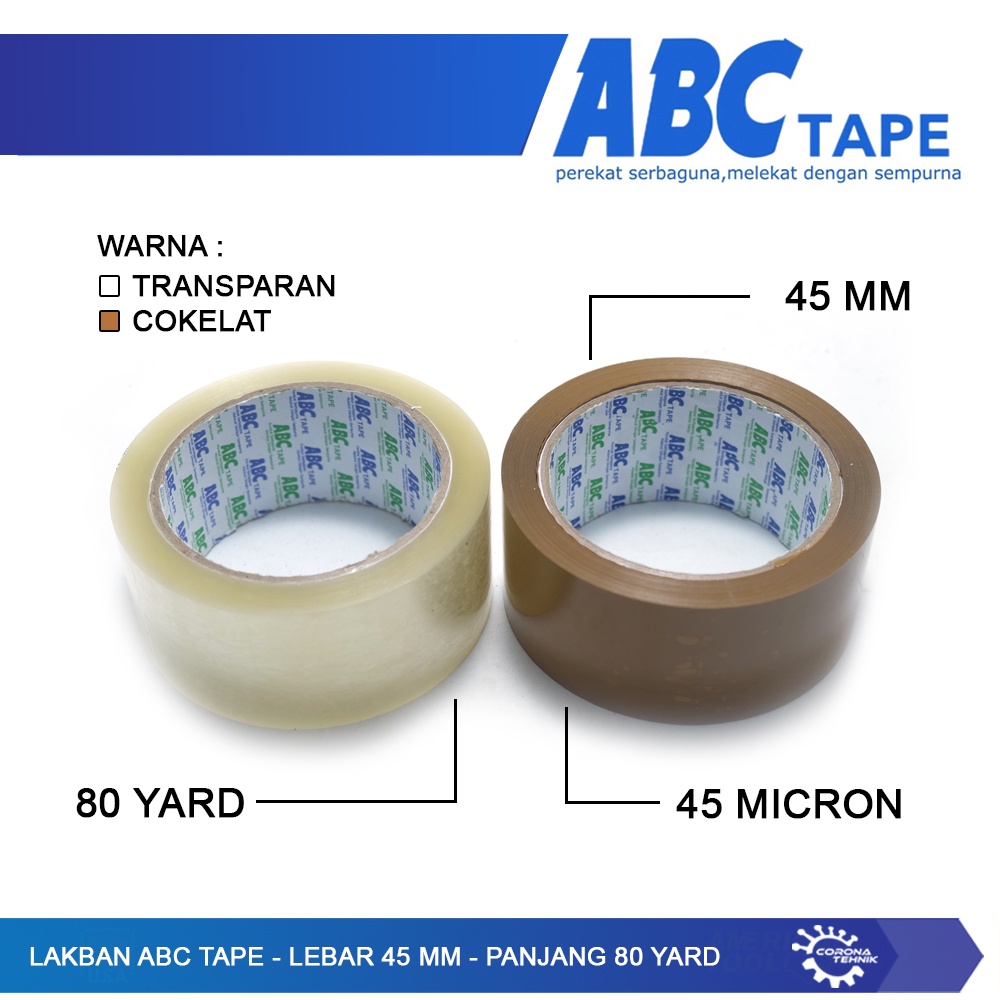 ABC -  LakbanTape Lebar 45 mm - Tebal 45 Micron - Panjang 80 Yard