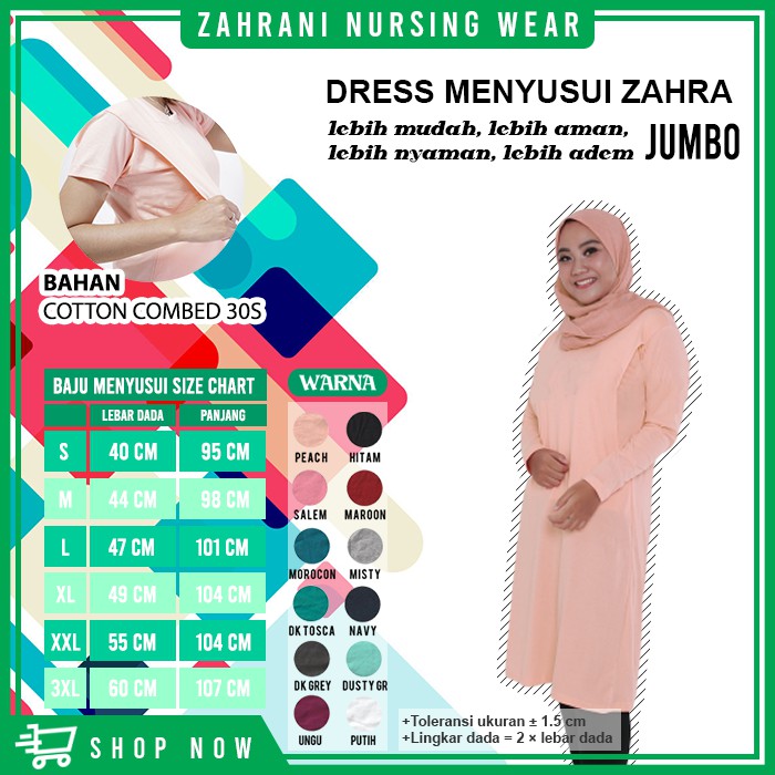 Midi Dress Baju Menyusui LENGAN PANJANG BAHAN KATUN