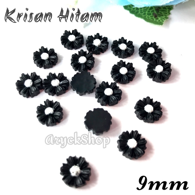 BUNGA KRISAN HITAM UKURAN 9mm 22mm bahan craft Kerajinan DIY decocase