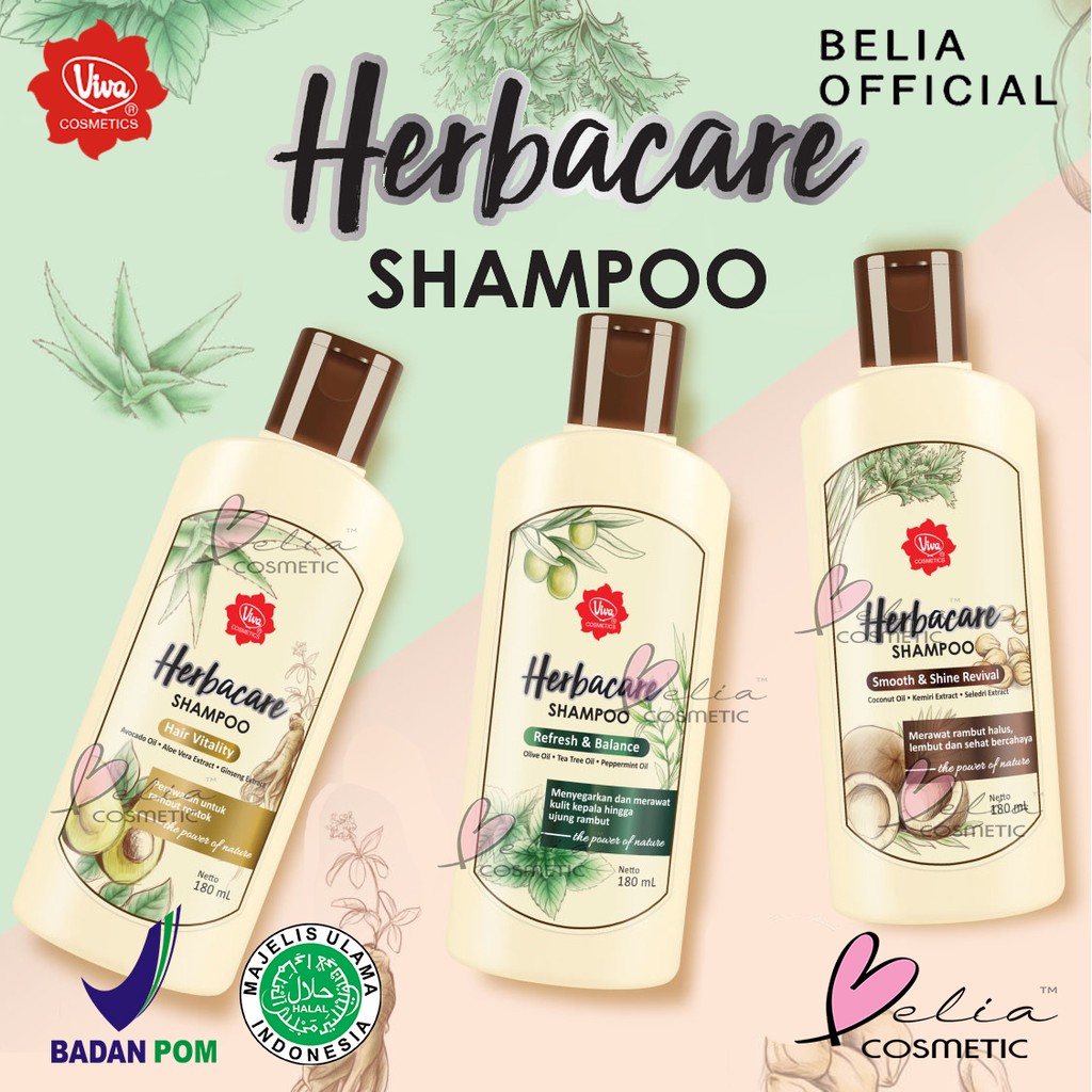 ❤ BELIA ❤ VIVA  Herbacare Shampoo | Conditioner | Perawatan Rambut Rontok, Ketombe, Anti Lepek 180ml