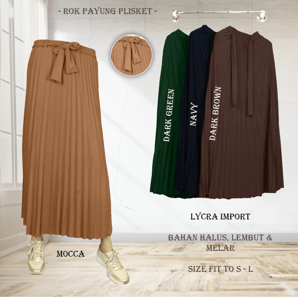 Rok Payung Plisket / Pleats Lycra Import