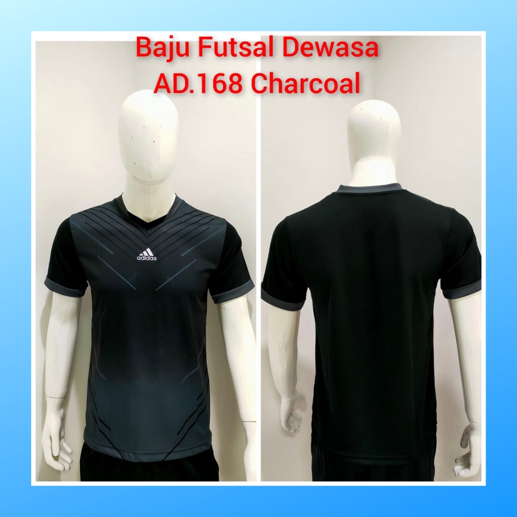 jersey futsal pria kaos sepak bola club baju atasan wanita dewasa t-shirt seragam custom jersy outfit klub olahraga gym kostum jogging jarsey soccer pakaian fitness oblong sports suit apparel AD168 charcoal