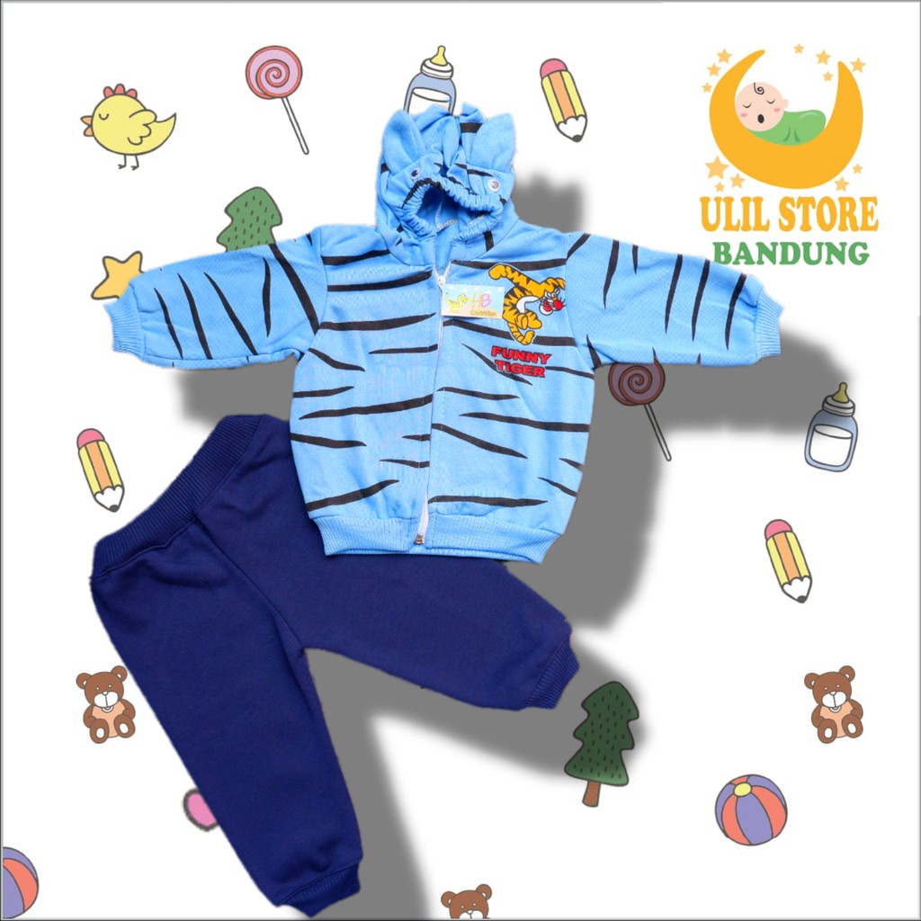 Setelan Jaket Bayi Anak 3 - 18 Bulan, Setelan Sweater Anak FUNNY TIGER, Sweater Bayi Celana Joger-3