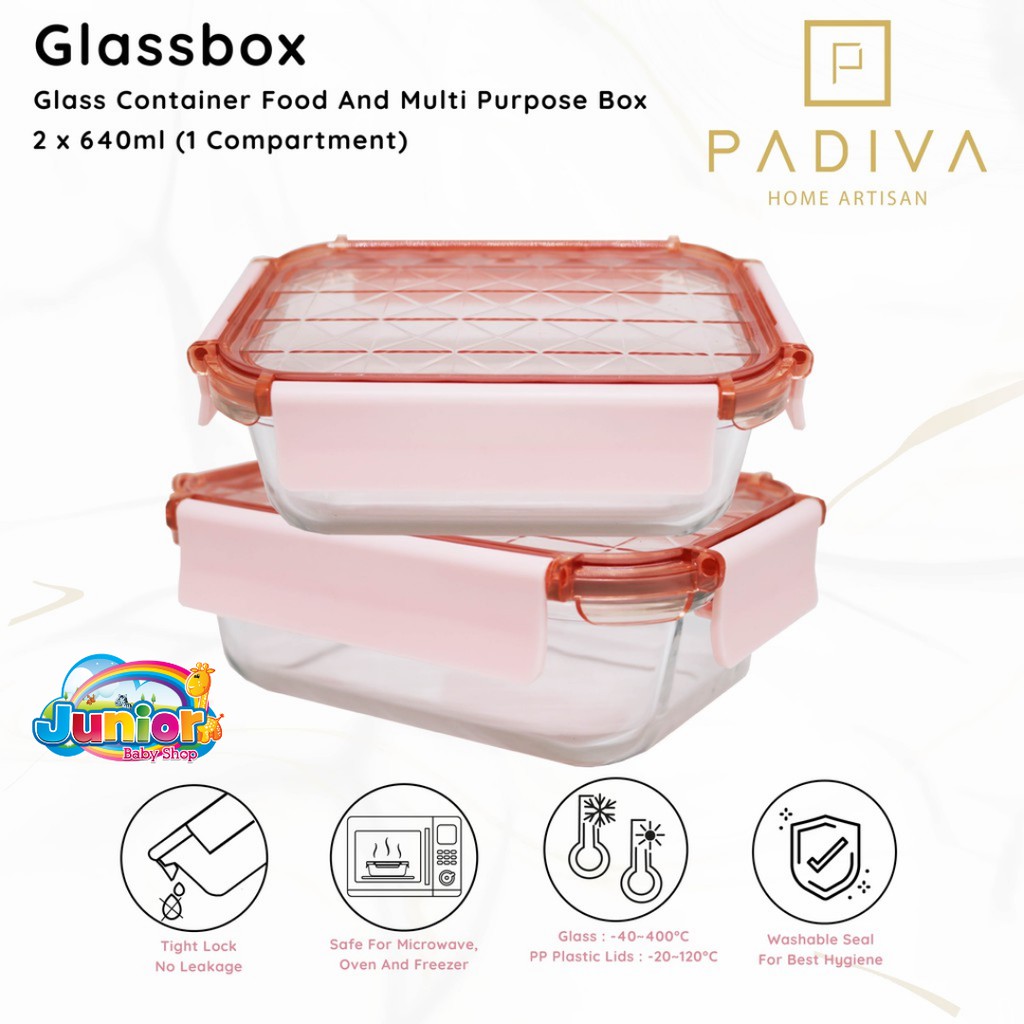 Padiva Glassbox Crystal 640ml 2pcs Aqua/Silver/Pink