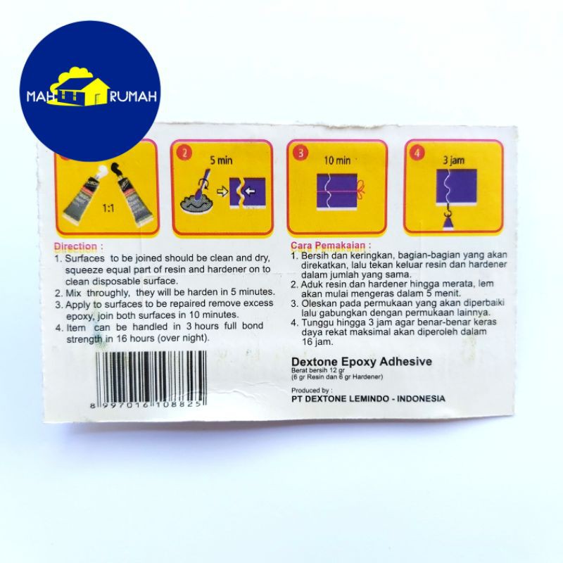 Lem Epoxy Kecil ECOPACK Set DEXTONE 12gram 12gr Serbaguna 5 menit Besi Keramik Kayu Kaca Aluminium