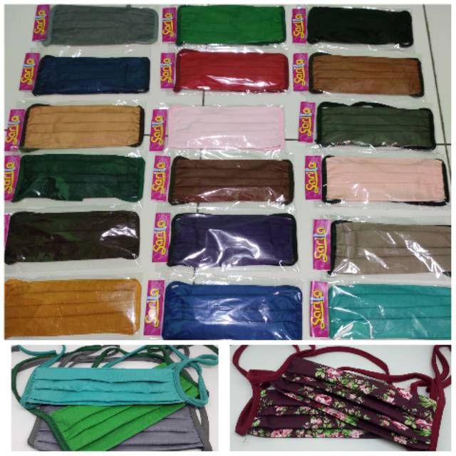 Masker Kain Polos &amp; Motif. Tali (Katun)