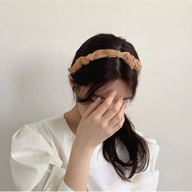 Bando Scrunchie Serut Bahan Sifon Hycon Gaya Korea Korean Headband Bandana