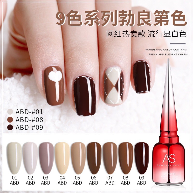 AS GEL 1 SET WHITE CHOCO BROWN COLOR KUTEK GEL POLISH TAHAN 2 BULAN KUTEK GEL PUTIH GADING (ABD)