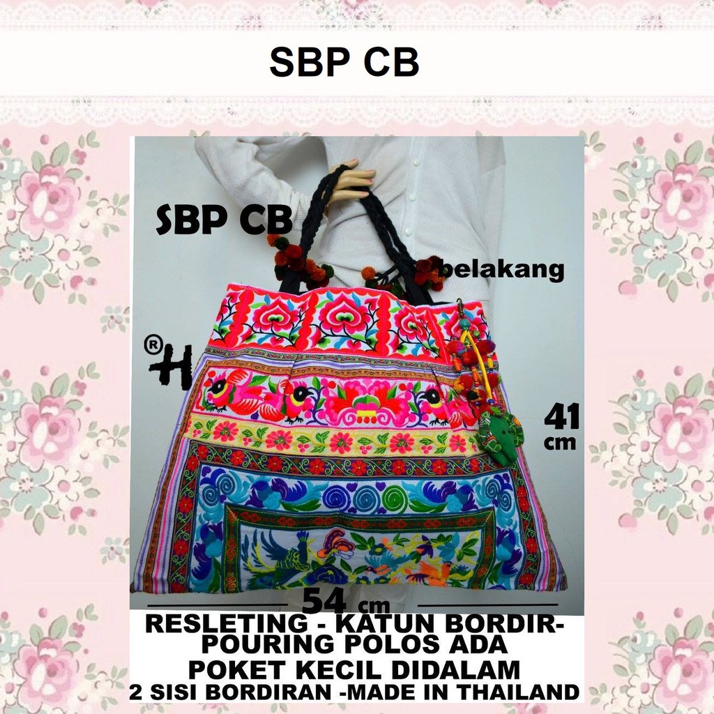 Tas Tote Bag Murah Wanita Motif Bordir Terbaru Import Bangkok Thailand