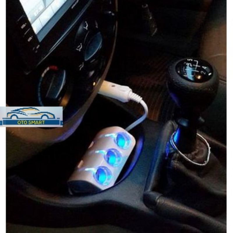 Charger Mobil Colokan USB 3 Lubang Socket Lighter / Triple Socket Cigarette Lighter USB 3 Port