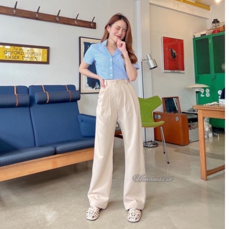 Loose Pants Trousers Wanita - Celana Anti Kusut - Celana Kulot Wanita Korean style