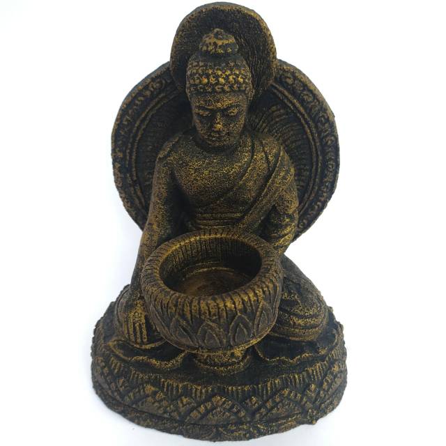 PAJANGAN MINIATUR PATUNG BUDHA LILIN DUDUK UKURAN TANGGUNG BAHAN FIBERGLASS - DEKORASI RUMAH MURAH