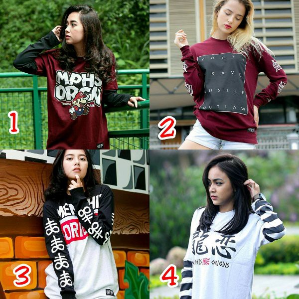 BUAT LEBARAN WANITA CEWEK PEREMPUAN /// Kaos Longsleeve Memphis Origin Kaos Distro Lengan panjang