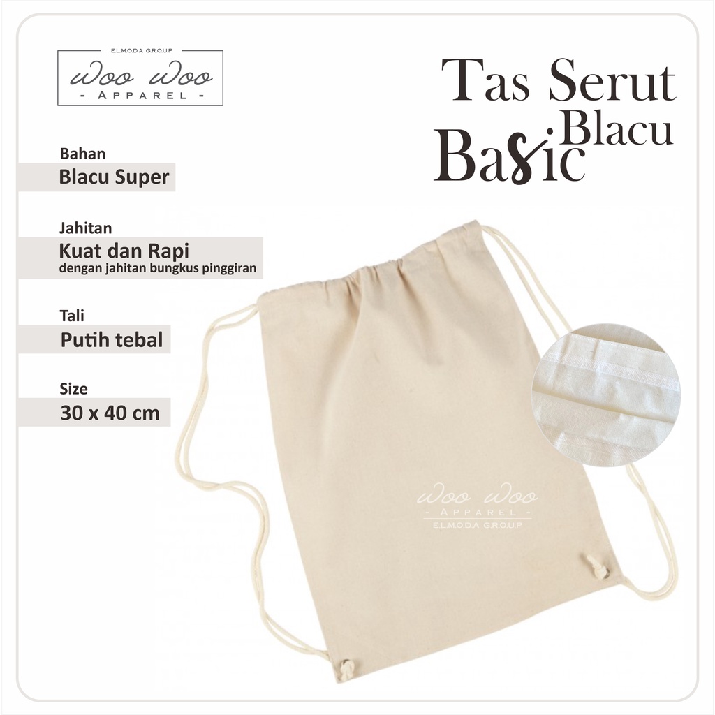 String Bag Polos - Bahan Blacu Tebal